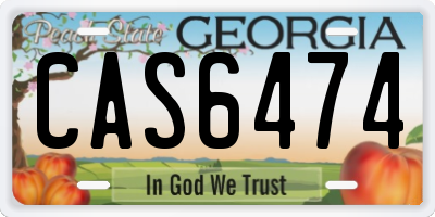 GA license plate CAS6474