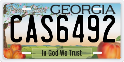 GA license plate CAS6492