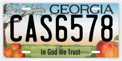 GA license plate CAS6578