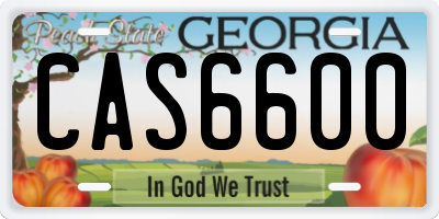 GA license plate CAS6600