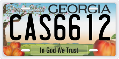 GA license plate CAS6612