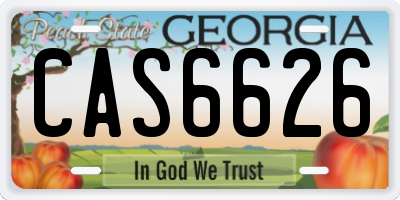 GA license plate CAS6626