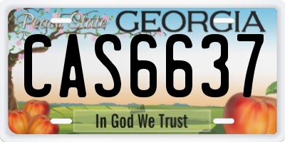 GA license plate CAS6637