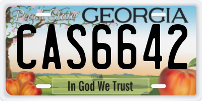 GA license plate CAS6642