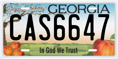 GA license plate CAS6647