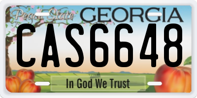 GA license plate CAS6648