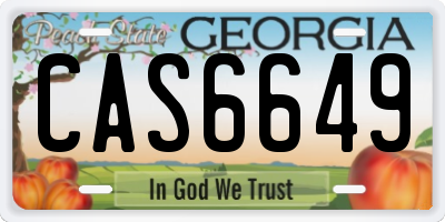 GA license plate CAS6649