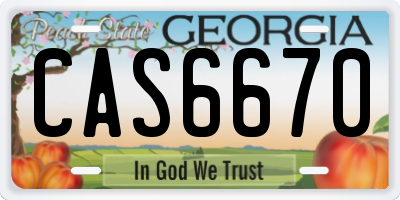 GA license plate CAS6670