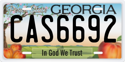 GA license plate CAS6692