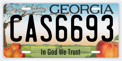 GA license plate CAS6693