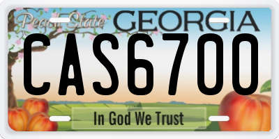 GA license plate CAS6700