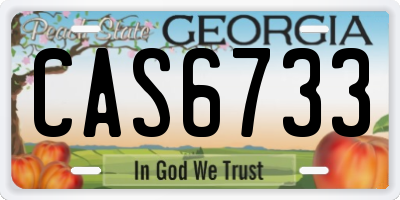 GA license plate CAS6733