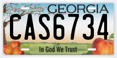 GA license plate CAS6734