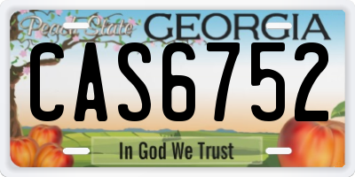 GA license plate CAS6752