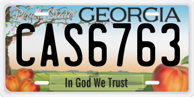 GA license plate CAS6763