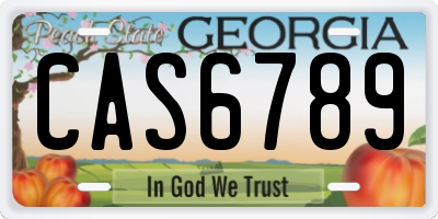 GA license plate CAS6789