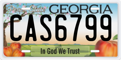 GA license plate CAS6799