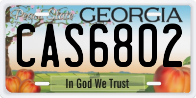 GA license plate CAS6802