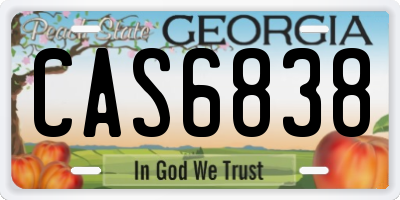 GA license plate CAS6838