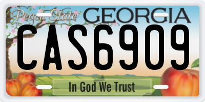 GA license plate CAS6909