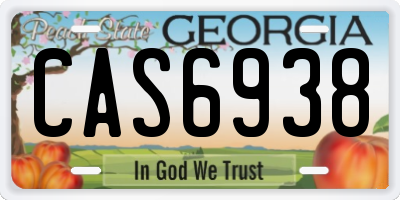GA license plate CAS6938