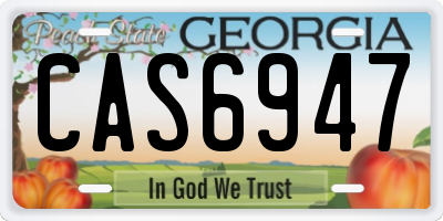 GA license plate CAS6947