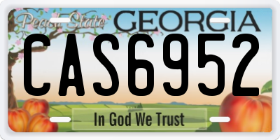 GA license plate CAS6952