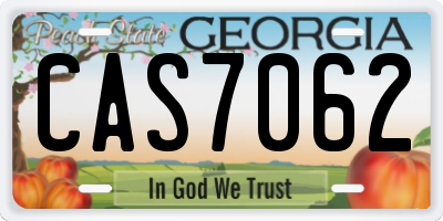 GA license plate CAS7062