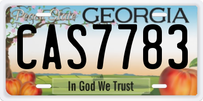 GA license plate CAS7783