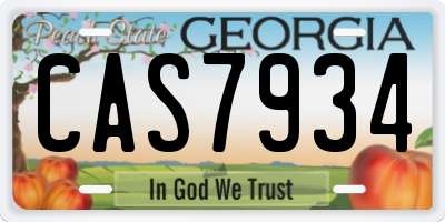 GA license plate CAS7934