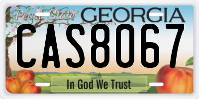 GA license plate CAS8067