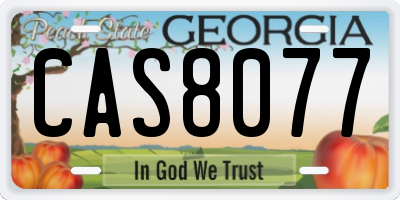 GA license plate CAS8077