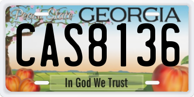 GA license plate CAS8136