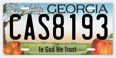 GA license plate CAS8193