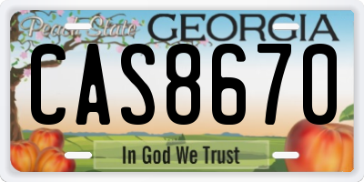 GA license plate CAS8670