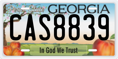 GA license plate CAS8839