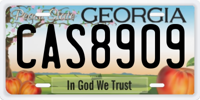 GA license plate CAS8909