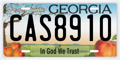 GA license plate CAS8910