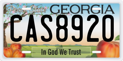 GA license plate CAS8920
