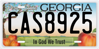 GA license plate CAS8925