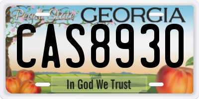 GA license plate CAS8930