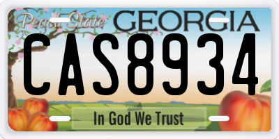 GA license plate CAS8934