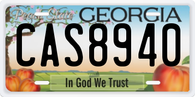 GA license plate CAS8940