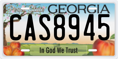 GA license plate CAS8945