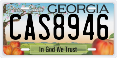 GA license plate CAS8946