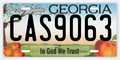 GA license plate CAS9063