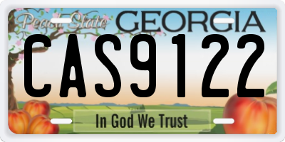 GA license plate CAS9122