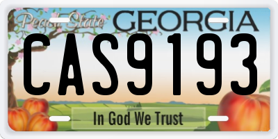 GA license plate CAS9193