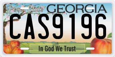 GA license plate CAS9196