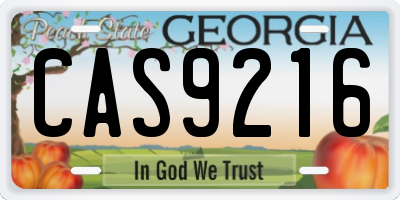 GA license plate CAS9216